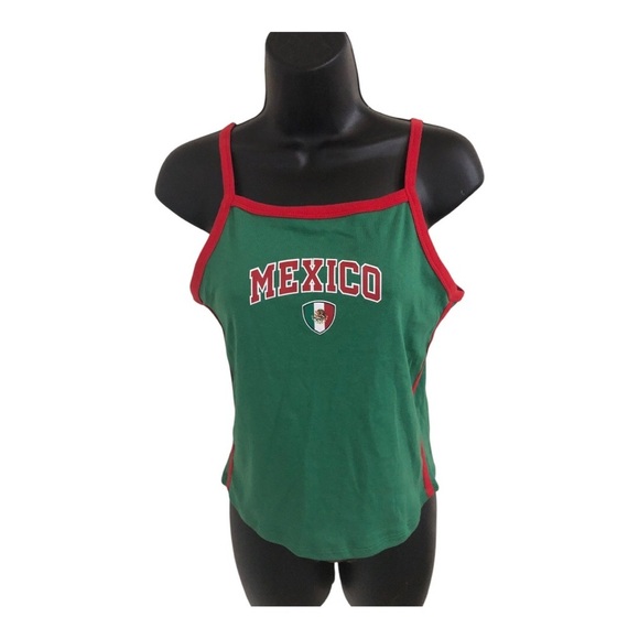 Super cute green red trim Mexico print tank top cami size XS brand new - Picture 4 of 12